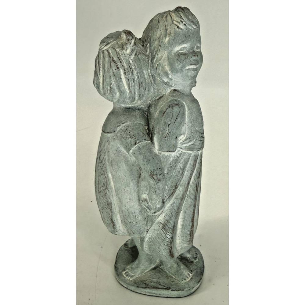 Isabel Bloom Two Girls Back to Back Sculpture 2000 Signed Resin Figurine Patina